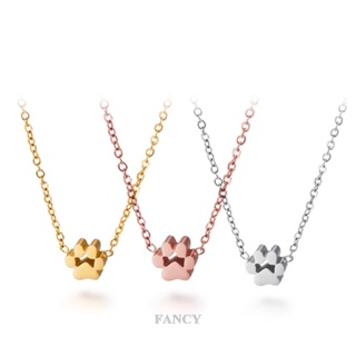 Fancy สร้อยคอโชคเกอร์ สเตนเลส จี้รอยเท้าแมว สุนัข เครื่องประดับสําหรับผู้หญิง