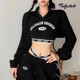 PALPITATE ข้ามพรมแดนสถานีอิสระแฟชั่นใหม่ของผู้หญิงตัวอักษรพิมพ์เสื้อยืดเชือกแขวนคอคาดเข็มขัดชุดสองชิ้น