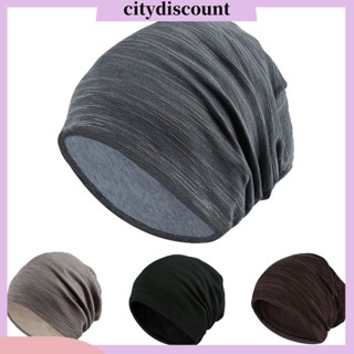 &lt;citydiscount&gt; หมวกบีนนี่ ผ้าถัก ลายทาง กันลม ระบายอากาศ สีพื้น เหมาะกับฤดูใบไม้ผลิ ฤดูใบไม้ร่วง สําหรับผู้หญิง และผู้ชาย