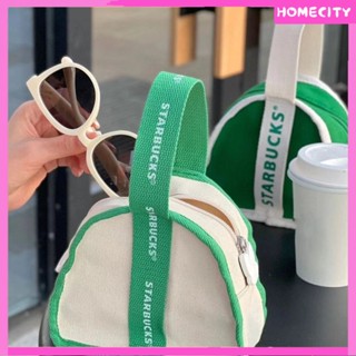 [พร้อมส่ง] Starbucks Mini Triangle Bag Mini Starbucks Triangle Bag New Colour Matching Niche กระเป๋าผ้าแคนวาสอเนกประสงค์สุดคุ้ม