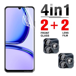 4in1 ฟิล์มไฮโดรเจลกันรอยหน้าจอ กันรอยเลนส์กล้อง แบบนิ่ม สําหรับ Realme C53 RealmI C53 C 53 53C RealmeC53 6.74 นิ้ว