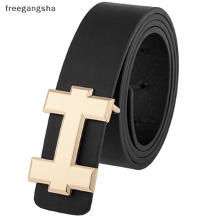 [FREG]  Designer Gold H Brand Belt Men Youth High Quality Male PU Leather Women Belt Accessories for Teens Jeans Belt Black FDH