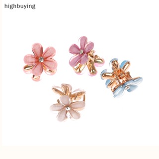 [highbuying] กิ๊บติดผม รูปดอกไม้ สีฟ้า สีม่วง สีขาว สไตล์เกาหลี สําหรับผู้หญิง 2 ซม. 5 ชิ้น