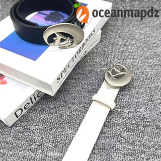 OCEANMAPDZ เข็มขัดหนัง PU แบบบาง พิมพ์ลายตัวอักษร D หัวเข็มขัดโลหะ หรูหรา เรียบง่าย สําหรับผู้ชาย และผู้หญิง