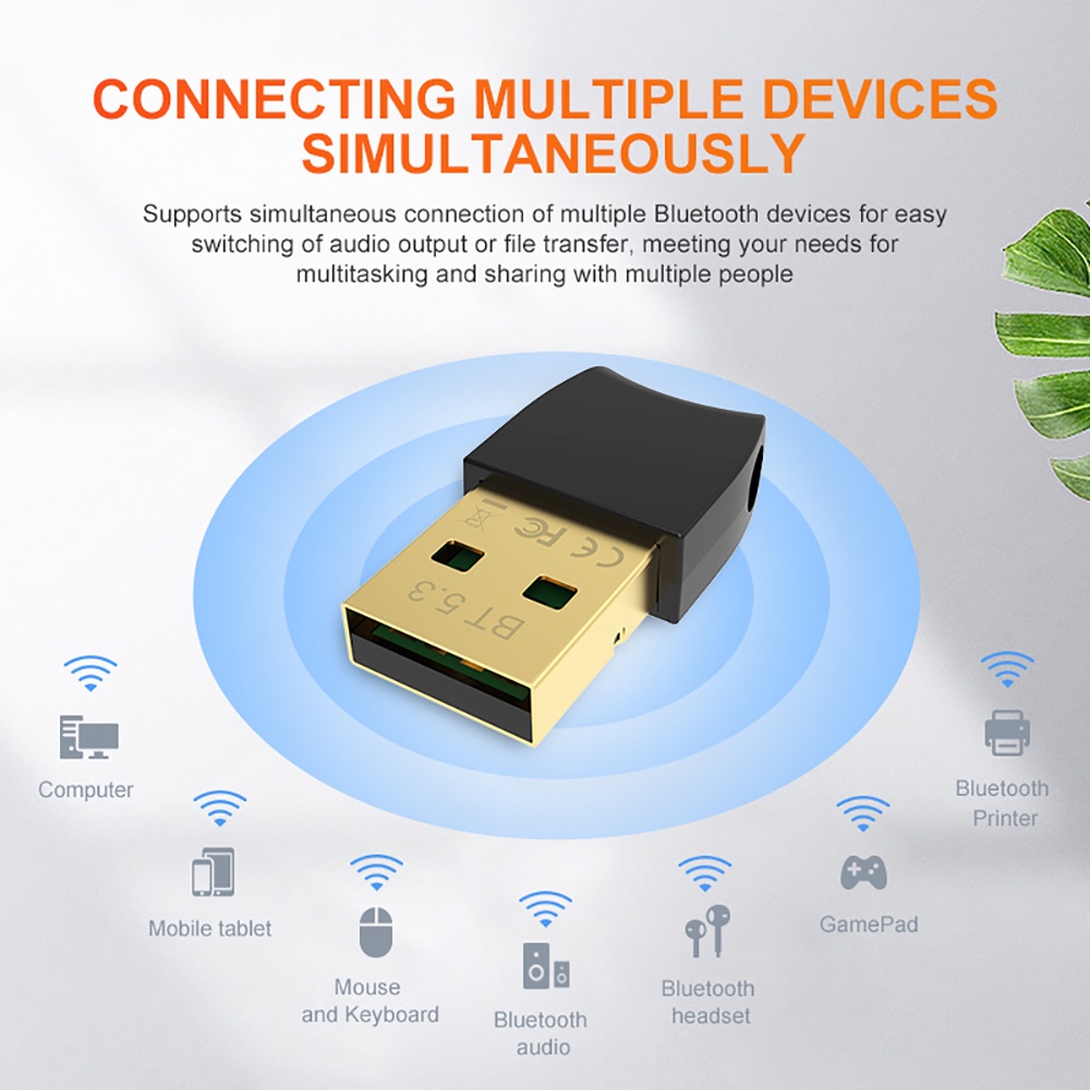 อะแดปเตอร์ USB บลูทูธ 5.3 สําหรับ PC รองรับ Windows11 10 8.1 7 Plug & Play เครื่องส่งสัญญาณบลูทูธ ตัวรับสัญญาณ BT สําหรับคีย์บอร์ด เมาส์ หูฟัง ลําโพง