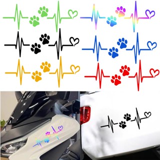 Jdm สติกเกอร์ ลายอุ้งเท้าแมว อุ้งเท้าสุนัข หัวใจน่ารัก EKG สําหรับตกแต่งหมวกกันน็อค รถจักรยานยนต์ สติกเกอร์ตกแต่งรถยนต์ สติกเกอร์ตกแต่ง