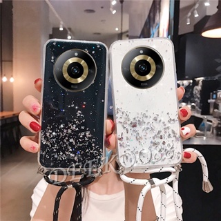 เคสโทรศัพท์มือถือ TPU ใส แบบนิ่ม ลายกากเพชร พร้อมสายคล้องคอ สําหรับ Realme11Pro+ Realme 11 Pro+ Pro Plus 5G 4G 2023 Realme11 11Pro