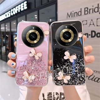 เคสโทรศัพท์มือถือใส แบบนิ่ม ลายผีเสื้อ ประดับเลื่อม สําหรับ Realme11Pro+ Realme 11 Pro+ Pro Plus 5G 4G 2023 Realme11 11Pro