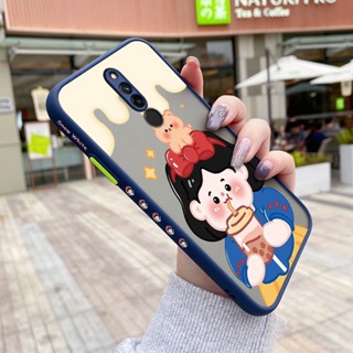 เคสโทรศัพท์มือถือแบบแข็ง ใส กันกระแทก ลายการ์ตูนเด็กผู้หญิงชานม มีลายด้านข้าง สําหรับ Xiaomi Redmi Note 8 Note8 Pro Note 8T