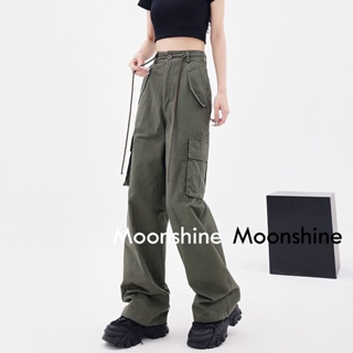 Moon  กางเกงขายาว คาร์โก้ กางเกง เชือกอเมริกันคลาสิค Cargo pants 2023 NEW 080117 สไตล์เกาหลี fashion ทันสมัย ทันสมัย A20M06T 36Z230909