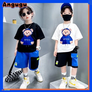 Angugu ใหม่ เสื้อยืดแฟชั่น แขนสั้น กางเกงขาสั้น สไตล์เกาหลี สําหรับเด็กผู้ชาย อายุ 3 -13 ปี 2023 2 ชิ้น