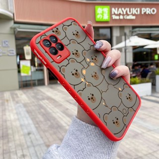 เคสมือถือ แบบแข็ง แบบใส ขอบสี่เหลี่ยม ลายการ์ตูนหมีน่ารัก กันกระแทก สําหรับ Realme 8 4G Realme 8 Pro