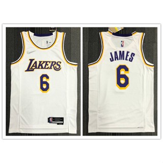 Hot and versatile 2022 nba Los Angeles Lakers No. เสื้อกีฬาบาสเก็ตบอล James สีขาว 6 ชิ้น 688969