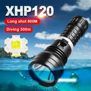 ไฟฉายดําน้ํา 5000LM XHP120 LED พลังงานสูง กันน้ํา IPX8 แบบชาร์จไฟได้