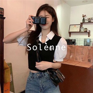 Solenne  เสื้อครอป เสื้อยืดผู้หญิง ครอป baby tee สาวเรโทร 2023 NEW Style สวย Stylish สวยงาม รุ่นใหม่ A29J1ST 36Z230909