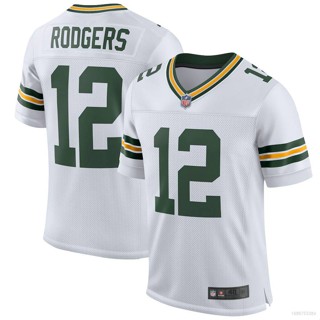 Qy NFL เสื้อยืดลําลอง แขนสั้น คอกลม พิมพ์ลาย Green Bay Packers Jersey Aaron Rodgers สีขาว พลัสไซซ์