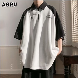 ASRV เสื้อยืด Ins แขนสั้นผู้ชายมาตรฐานใหม่ 2023 เยาวชนยอดนิยม Harajuku เสื้อโปโลอารมณ์ขี้เกียจอินเทรนด์