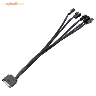 Magicalhour^^ สายเคเบิลแยกพัดลมระบายความร้อน 27 ซม. 12V SATA เป็นพอร์ตเชื่อมต่อ 3/4Pin สีดํา สําหรับคอมพิวเตอร์ PC Molex IDE