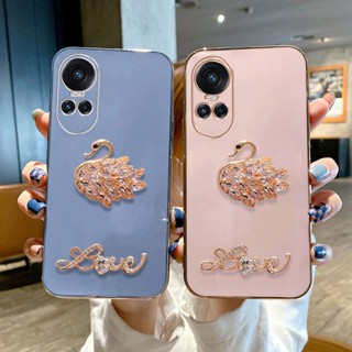 เคสOPPO Reno10 Reno 10 Pro Reno10 Pro+ 5G 2023มือถือแบบนิ่ม ชุบคริสตัล ลายหงส์ หรูหรา สําหรับ เคสโทรศัพท์OPPO Reno10 Pro 5G