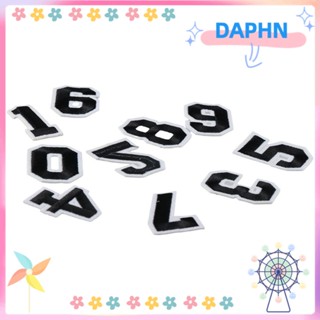 DAPHS แผ่นตัวเลข ผ้าโพลีเอสเตอร์ สีดํา 5.1*3.7 ซม. (2.01*1.46 นิ้ว) สําหรับรีดตัวเลข chenille DIY