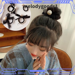 Melodygoods1 ยางรัดผมหางม้า ริบบิ้นยางยืด ประดับไข่มุกเทียม สําหรับผู้หญิง