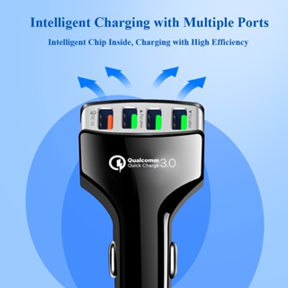 หัวชาร์จ USB Car Charger QC 3.0 อะแดปเตอร์ 4 พอร์ตอะแดปเตอร์ สำหรับรถยนต์