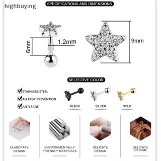 [highbuying] ต่างหูสตั๊ดเกลียว รูปดาวห้าแฉก ขนาดเล็ก เครื่องประดับ สําหรับผู้หญิง 1 ชิ้น