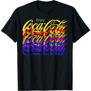 โคคา-โคล่า Coca-Cola Colorful Text Overlay Logo T-Shirt T-Shirt แขนสั้น เสื้อยืด ผ้าคอตตอน100% ใส่ได้ทั้งหญิง ชาย เสื้อย