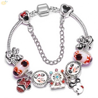 【VARSTR】Bracelet Charm Beads Bracelet Crystal Heart DIY Jewelry Silver Plated Antique