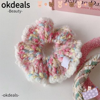 OKDEALS ยางรัดผม แบบถักนิตติ้ง ขนาดใหญ่ สําหรับผู้หญิง