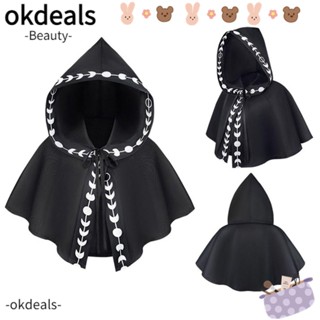 OKDEALS เสื้อคลุมไหล่ มีฮู้ด สีพื้น สไตล์เรโทร เหมาะกับเทศกาลฮาโลวีน สําหรับผู้ชาย และผู้หญิง