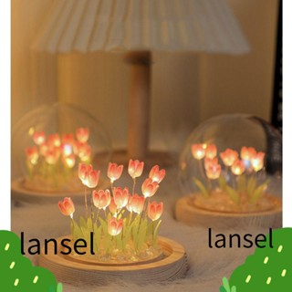 LANSEL โคมไฟตั้งโต๊ะ รูปดอกทิวลิป เรืองแสง สาย USB สําหรับตกแต่งบ้าน DIY