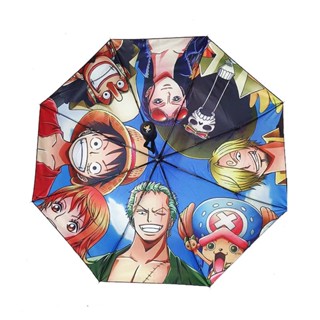 ร่มกันแดด กันลม ป้องกันรังสียูวี ลายการ์ตูนอนิเมะ One Piece Luffy Pirate King Sunny Rain Umbrella Fan Gift สําหรับผู้ใหญ่