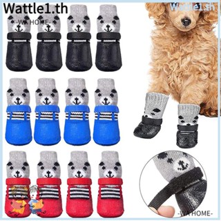 WTTLE รองเท้ากันลื่น สี่ขา สําหรับสัตว์เลี้ยง สุนัขน่ารัก 4 ชิ้น ต่อชุด