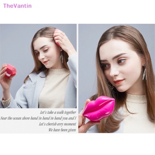 Thevantin 2 In 1 หวีนวดหนังศีรษะ รูปริมฝีปาก พร้อมกระจกแต่งหน้า แบบพกพา ป้องกันไฟฟ้าสถิตย์