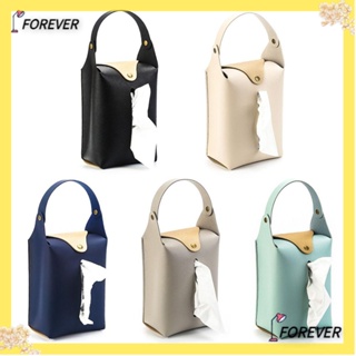 Forever กล่องทิชชู่ หนัง Pu เรียบง่าย สําหรับเบาะหลังรถยนต์ ห้องน้ํา 1 ชิ้น