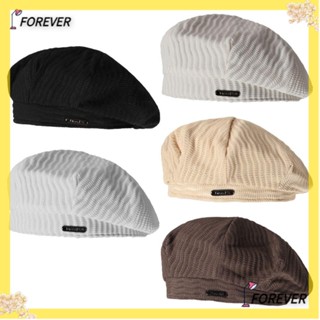 Forever หมวกเบเร่ต์ หมวกเบเร่ต์ ระบายอากาศ สีพื้น สไตล์วินเทจ