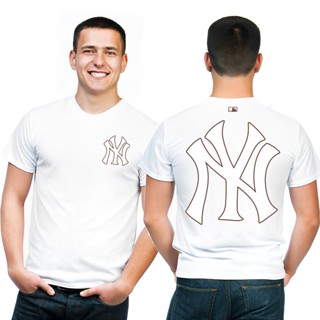 เสื้อยืดคุณภาพดี   Mlb  Ny ทรงหลวมสําหรับผู้ชายและผู้หญิง เสื้อยืดคอตตอน