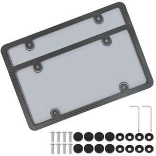 ไขควงใส ป้องกันสภาพอากาศ พร้อมฝาครอบ กรอบป้ายทะเบียนรถยนต์ สี่มุม 2 ชิ้น
