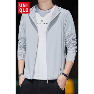 Uniqlo เสื้อแจ็กเก็ตกันลม แขนยาว มีฮู้ด ป้องกันรังสียูวี สําหรับผู้ชาย และผู้หญิง