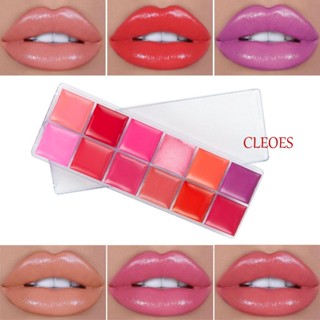 Cleoes ลิปกลอสพาเลท 12 สี บํารุงริมฝีปาก ผู้หญิง เคลือบริมฝีปาก เครื่องสําอางเกาหลี เครื่องมือแต่งหน้า ลิปทินท์