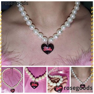 Rosegoods1 สร้อยคอโชคเกอร์ จี้ไข่มุก รูปหัวใจ Y2K เครื่องประดับ สําหรับผู้หญิง