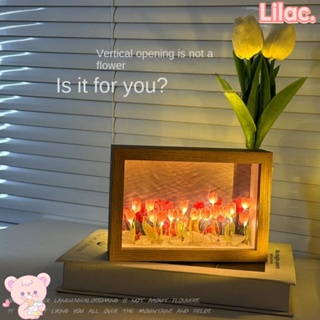 Lilac โคมไฟ LED รูปดอกทิวลิป ใช้แบตเตอรี่ แฮนด์เมด DIY สําหรับตกแต่งห้อง ของขวัญวันวาเลนไทน์