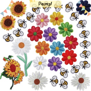 Pdony แผ่นแพทช์ ปักลายดอกเดซี่ ผึ้ง หลากสี สําหรับตกแต่งเสื้อผ้า ชุดเดรส กางเกง 24 ชิ้น