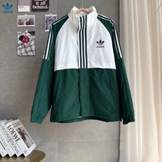 Adidas ของแท้ 100% เสื้อแจ็กเก็ต เสื้อกันลม พิมพ์ลายโลโก้ ทรงหลวม แฟชั่นคู่รัก สําหรับผู้ชาย