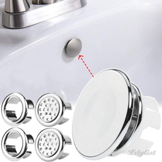 ღ อ่างล้างจาน Overflow Cover ใส่แทน Chrome Hole Round Drain Cap Sink Wash Basin Round Overflow Ring Plug Basin Accessory