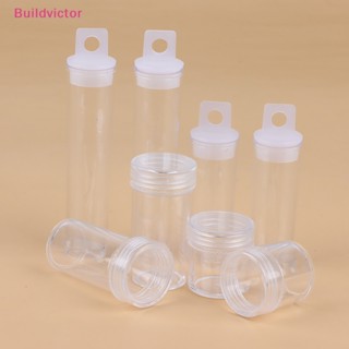 Buildvictor กล่องเก็บเครื่องประดับ ทรงกระบอก สีโปร่งใส สําหรับตกแต่งเล็บ 2 ชิ้น