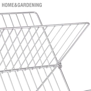  Home&amp;Gardening ที่คว่ำจาน พับได้ รูปทรง X 2 ชั้น ราวตากจาน จานชาม ราวตากแห้ง ที่วางแร็คสำหรับเคาน์เตอร์ครัว