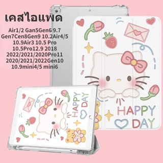 เคสไอแพด เคสใสไอแพด กันกระแทก เคส for iPad 12.9 With pen slot Air4 เคสลายเเมว  Gen8 9 ไอแพด ใส่ปากกาได Gen5 6 11pro Case Gen7 10.2 เคสซิลิโคน พร้อมช่องใส่ปากกา กันกระแทก 2021 mini6 10.9, 2020 เคสไอแพด mini 4/5