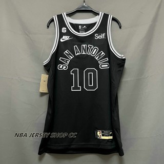 【คุณภาพสูง】ใหม่ ของแท้ NBA San Antonio Spurs ปี 2022-23 สําหรับผู้ชาย #10 เสื้อกีฬาแขนสั้น ลายทีม Jeremy Sochan Classic Edition สีดํา